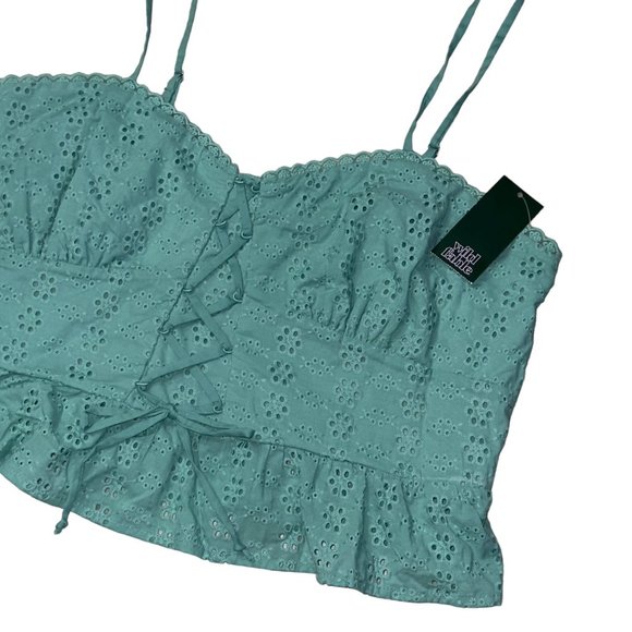 wild fable Women's Tank top Peplum Strappy Lace-Up spaghetti straps Size Large - Picture 2 of 10